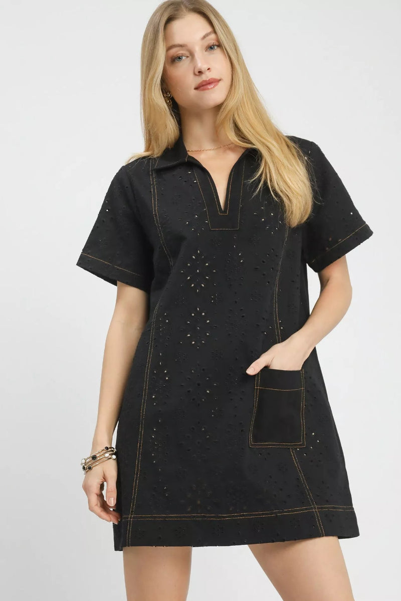 Umgee Eyelet Short Sleeve Shift Dress with Pocket – Timeless & Versati –  CentPrime
