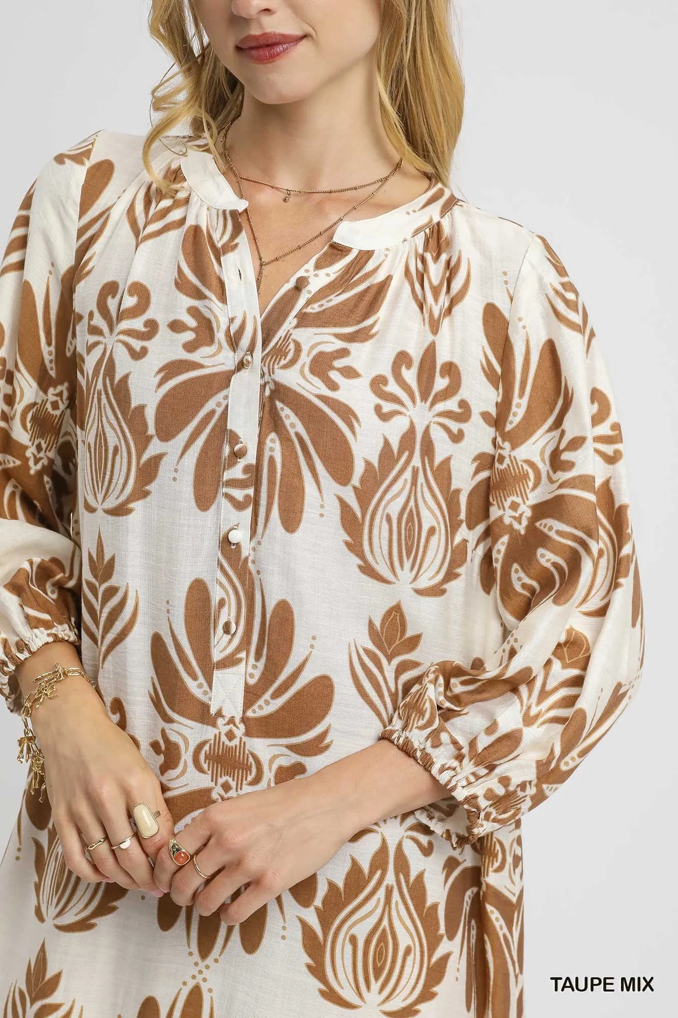 Umgee Mix Abstract Floral Print Midi Dress | Chic Boho Women’s Style