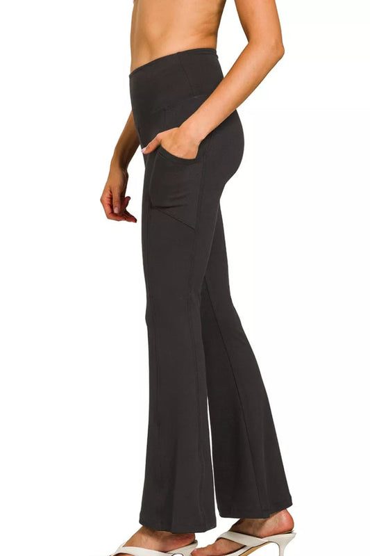 Zenana Brushed Dty Microfiber Flare Pants – Stylish & Comfortable