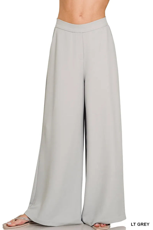 Zenana Relaxed Fit Elastic Waisted Wide Leg Pants | Centprime