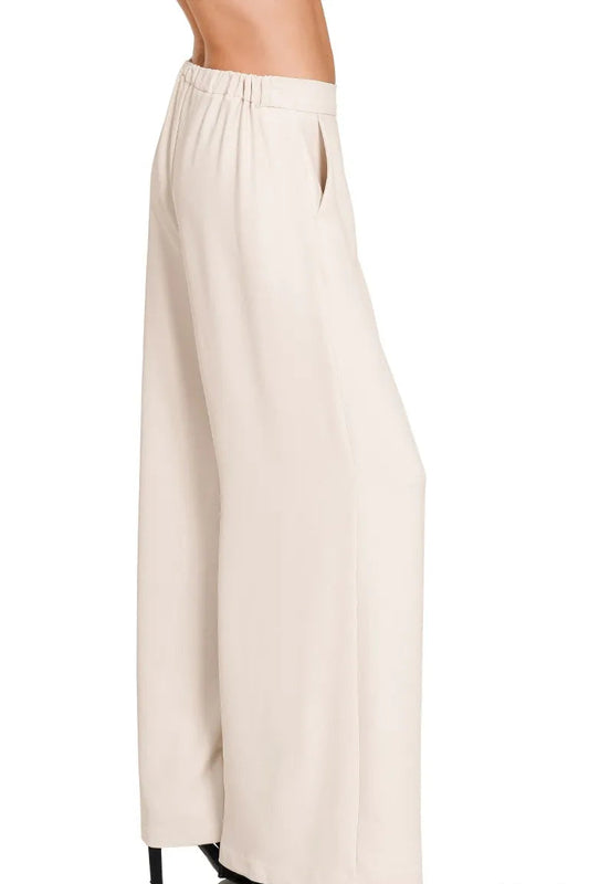Relaxed Fit Elastic Waisted Pants | Zenana Wide Leg | Centprime