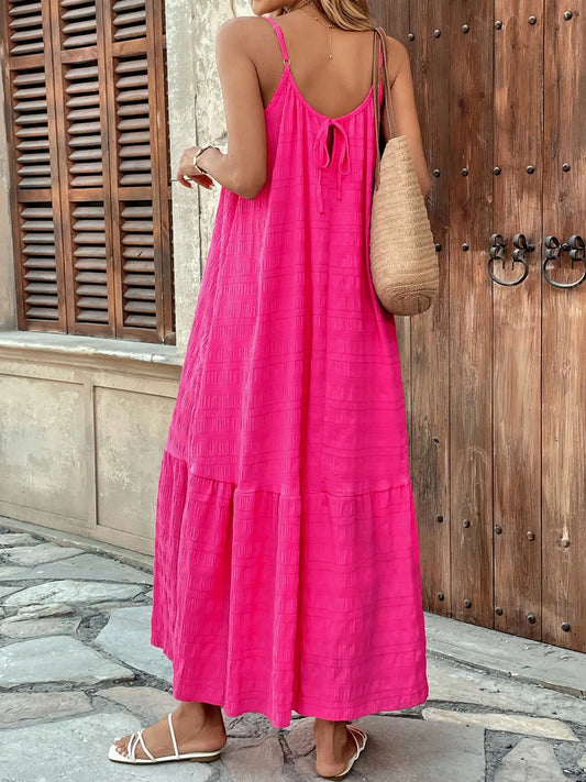 Scoop Neck Tiered Maxi Cami Dress – Flowing, Elegant Summer Style