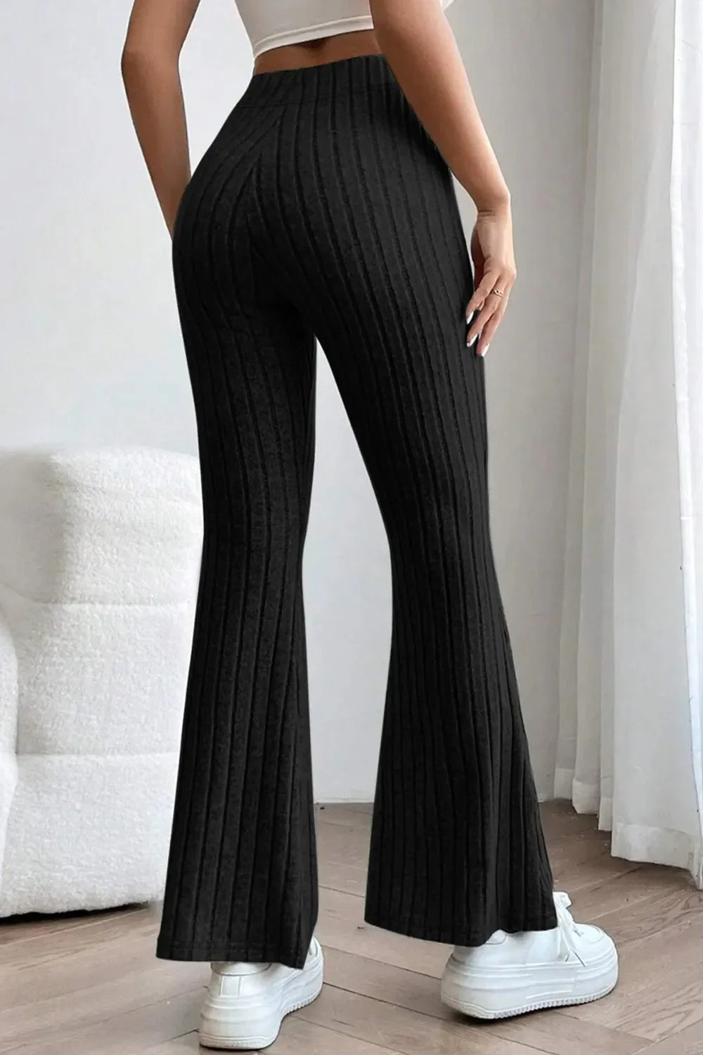 Basic Bae Full Size Ribbed High Waist Flare Pants for Women