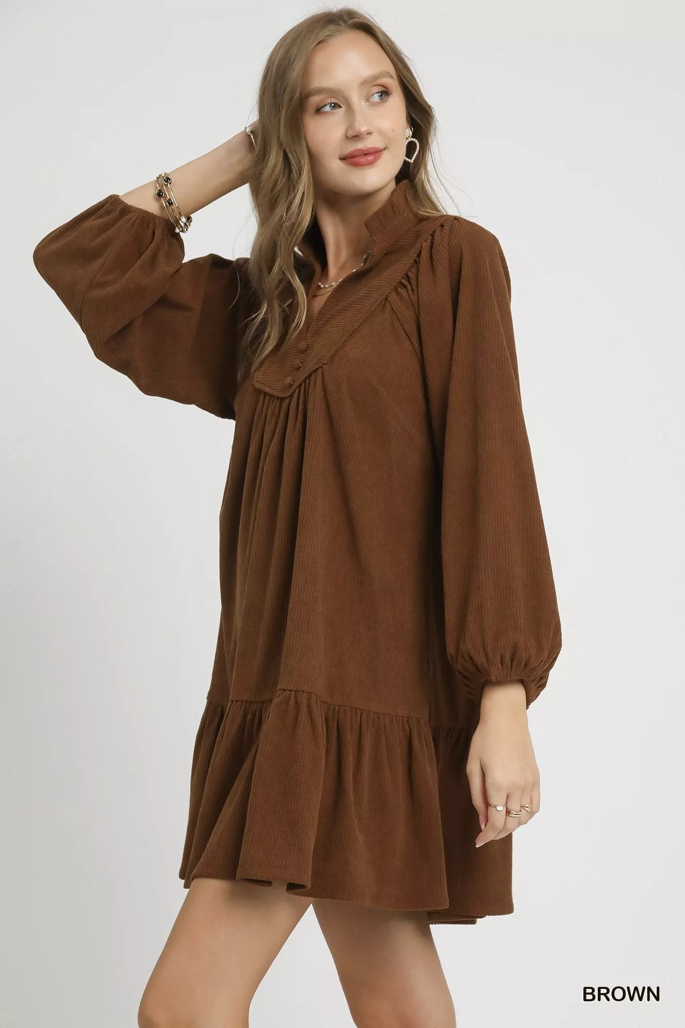 Umgee Corduroy Tiered Babydoll Dress – Cozy & Stylish Look