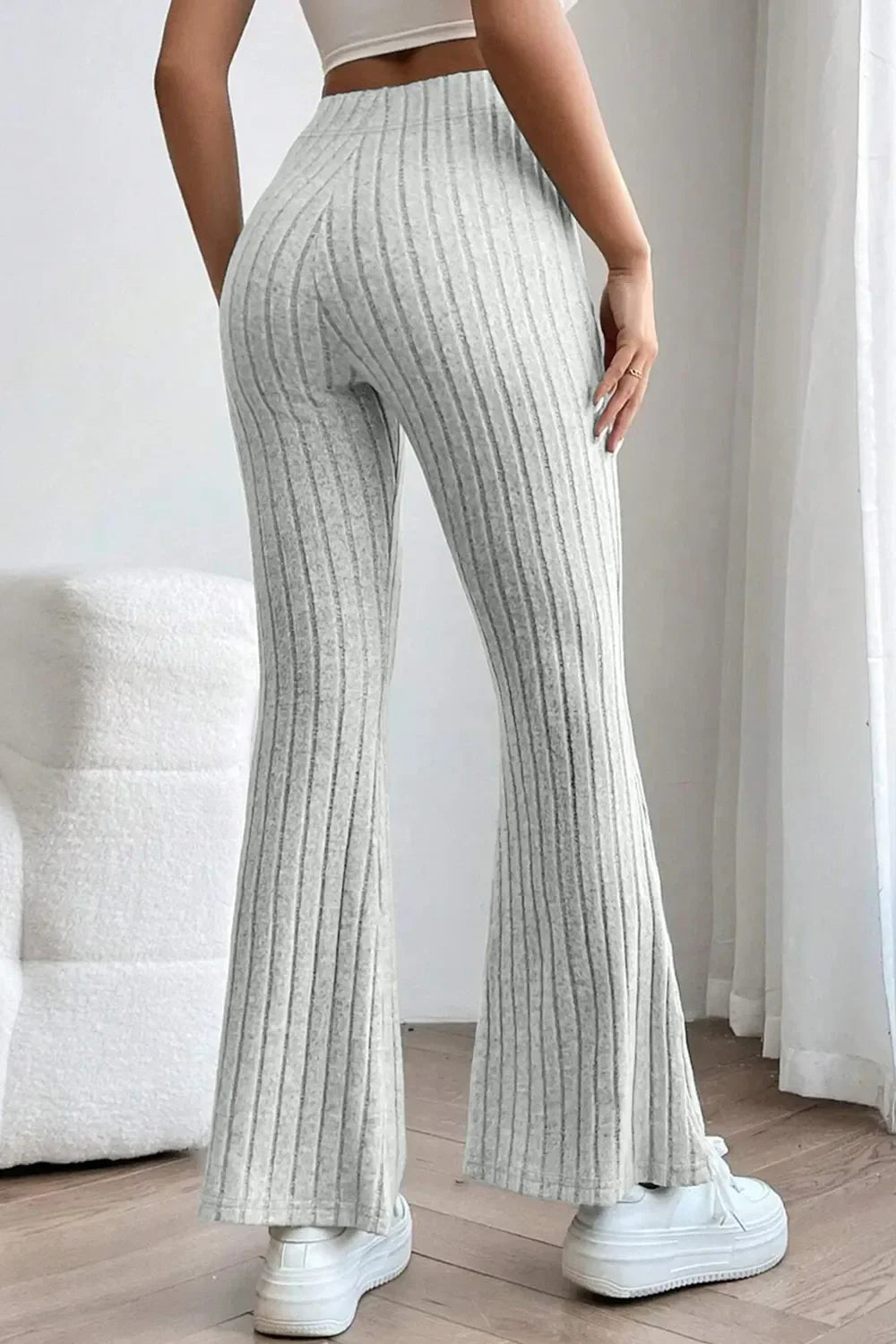 Basic Bae Full Size Ribbed High Waist Flare Pants for Women
