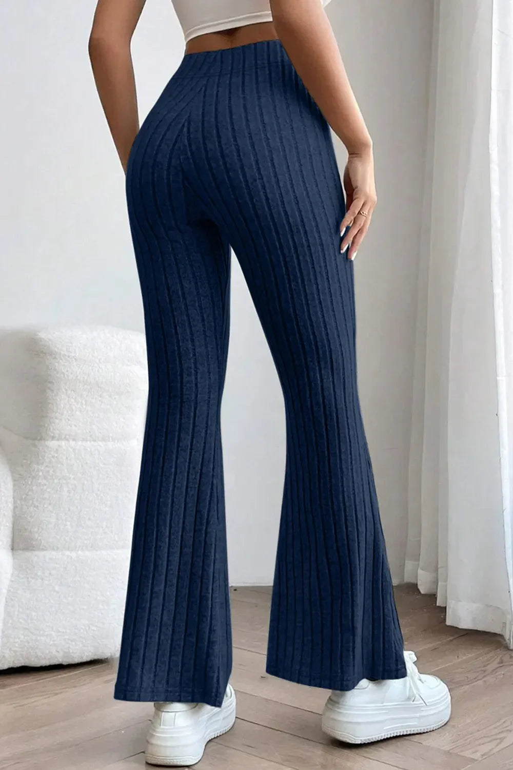 Basic Bae Full Size Ribbed High Waist Flare Pants for Women