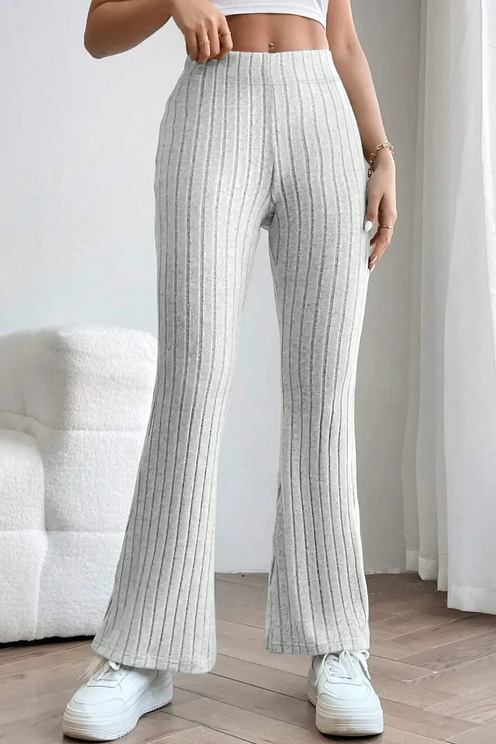 Basic Bae Full Size Ribbed High Waist Flare Pants for Women