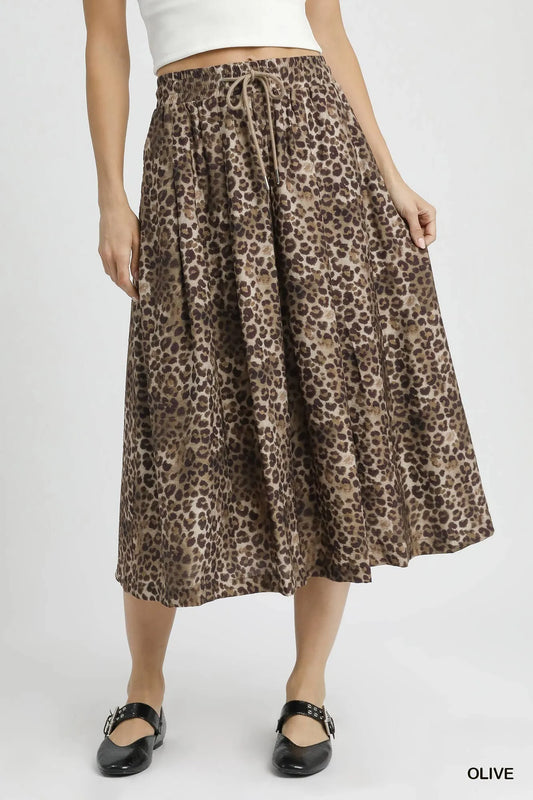 Umgee Drawstring Leopard Midi Skirt | Trendy Women’s Style