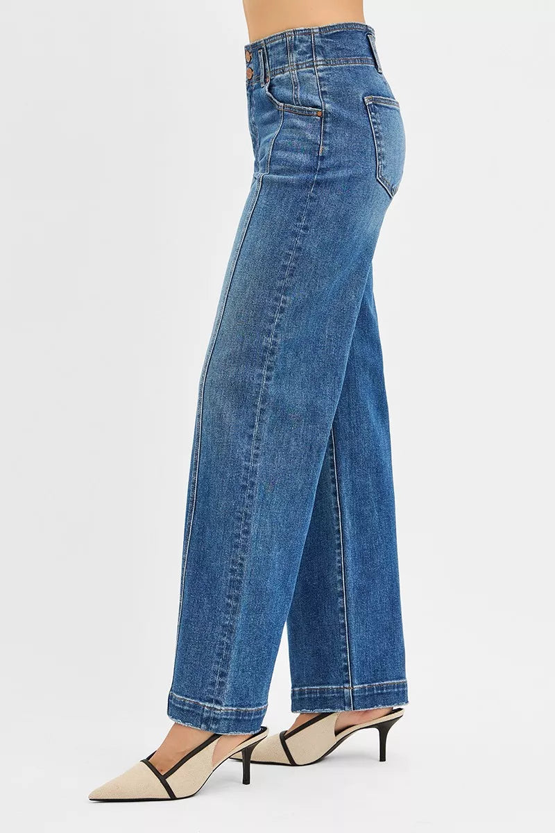 RISEN Mid Rise Fit Wide Baggy Jeans | Trendy & Comfortable Denim