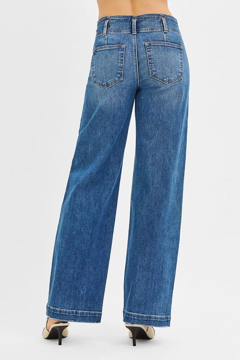 RISEN Mid Rise Fit Wide Baggy Jeans | Trendy & Comfortable Denim