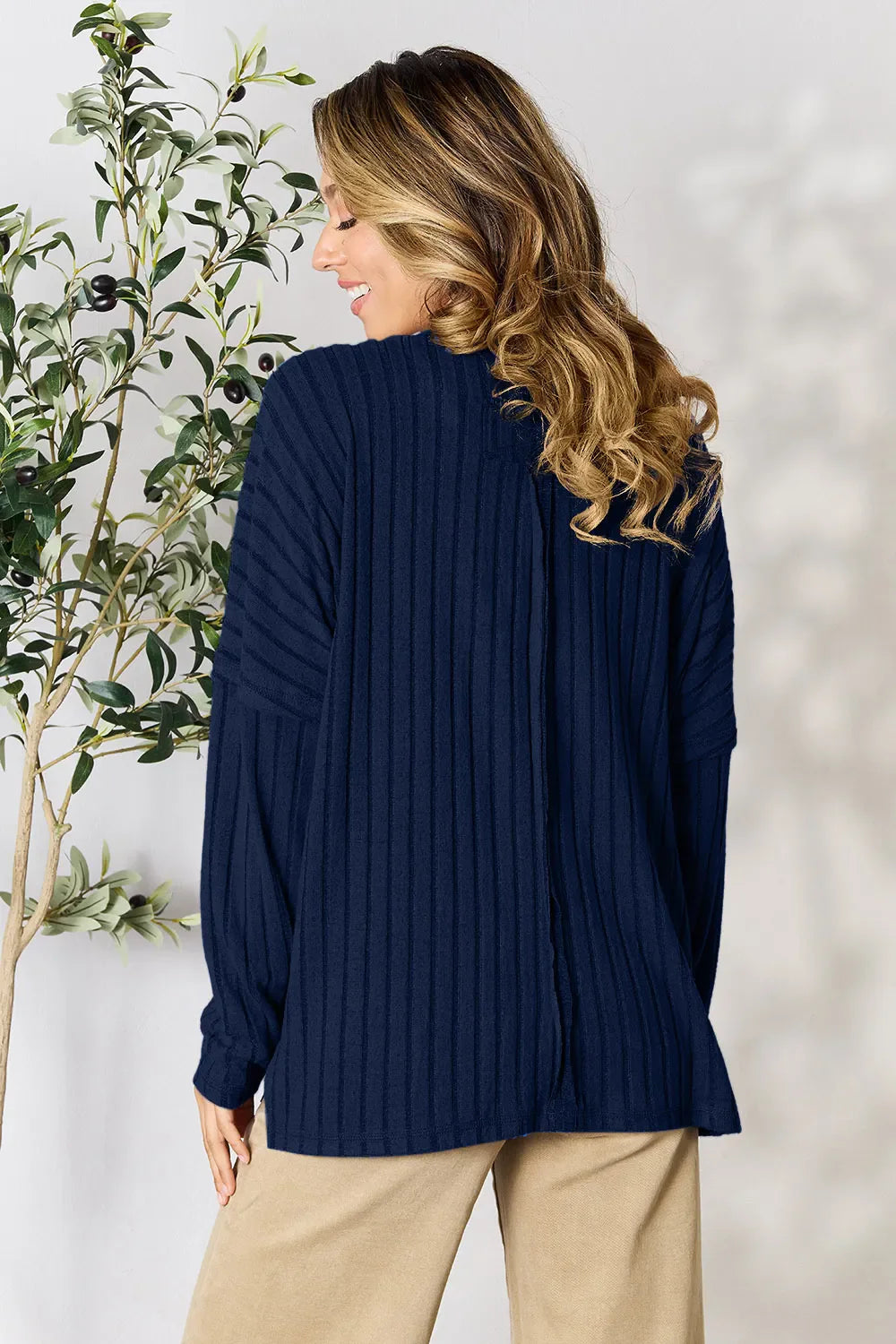 Basic Bae Full Size Ribbed Round Neck Slit Knit Top – Stylish Comfort