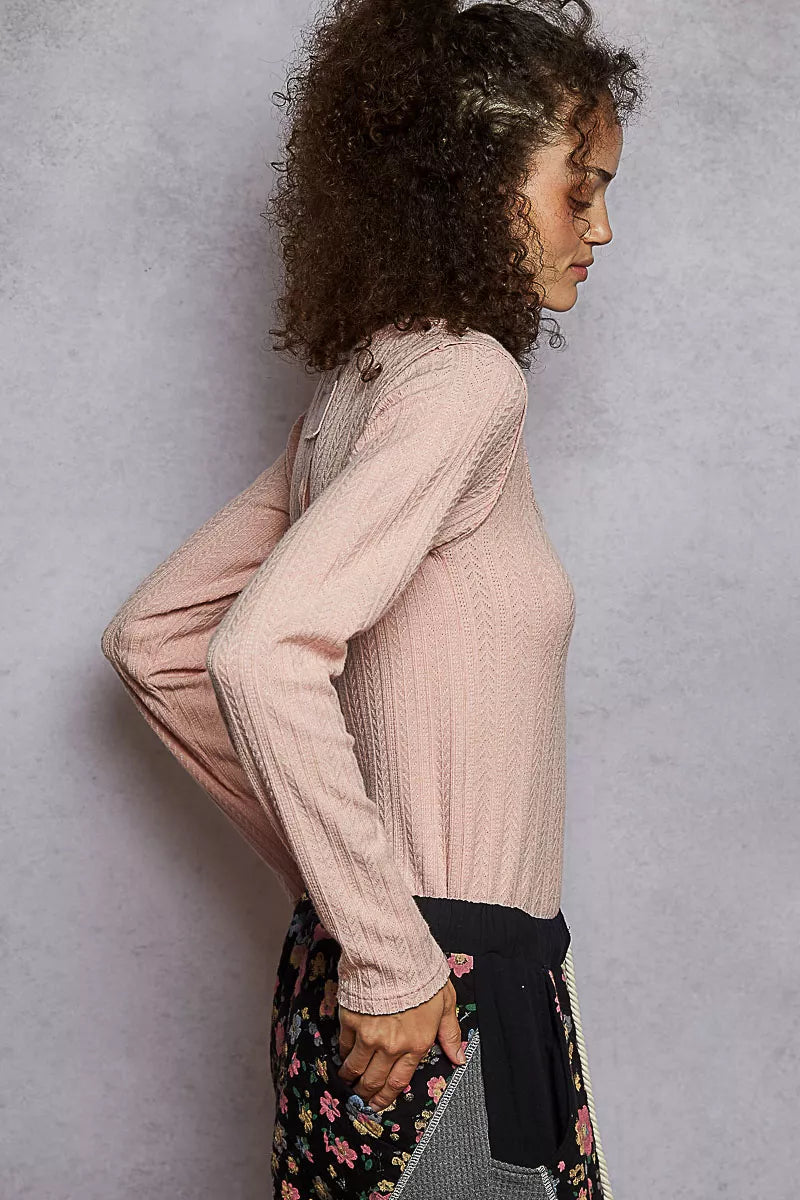 Square Neck Cropped Knit Top by POL with Stylish Curved Hem