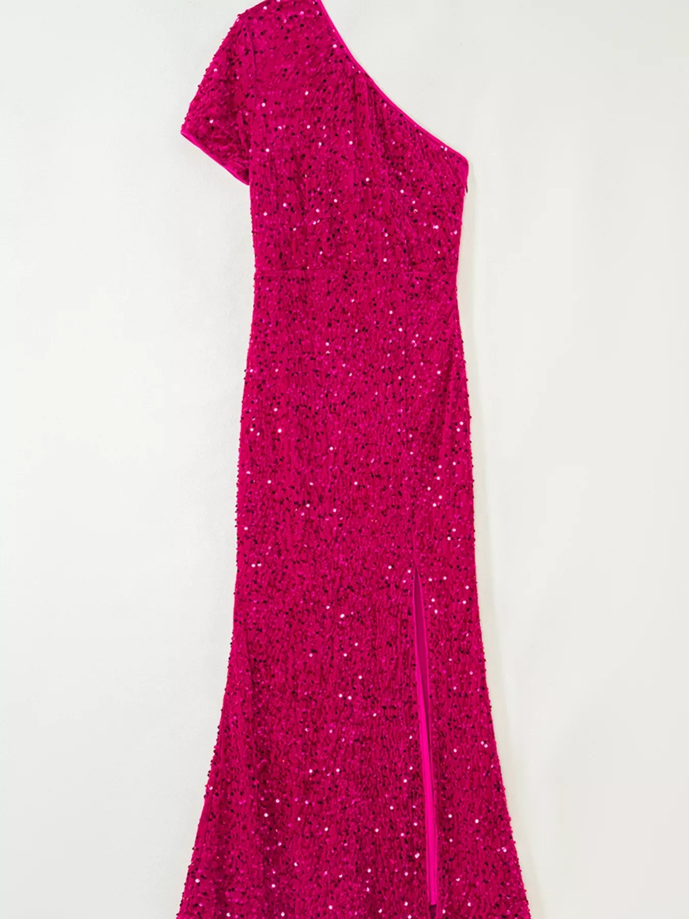 Sequin One-Shoulder Dress with High Slit – Glamorous Evening Wear
