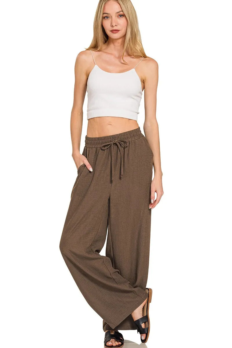 Woven Crepe Elastic Band Pants – Stylish & Comfortable Fit