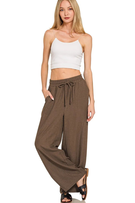 Woven Crepe Elastic Band Pants – Stylish & Comfortable Fit
