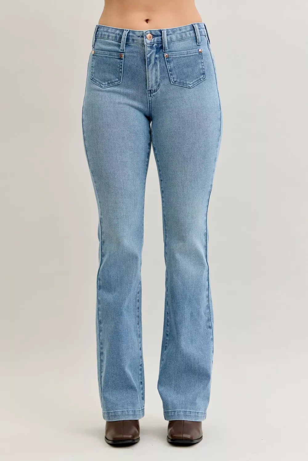 Mid Rise Bootcut Jeans – Judy Blue Plus Size with Contrast Wash