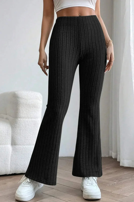 Basic Bae Full Size Ribbed High Waist Flare Pants for Women