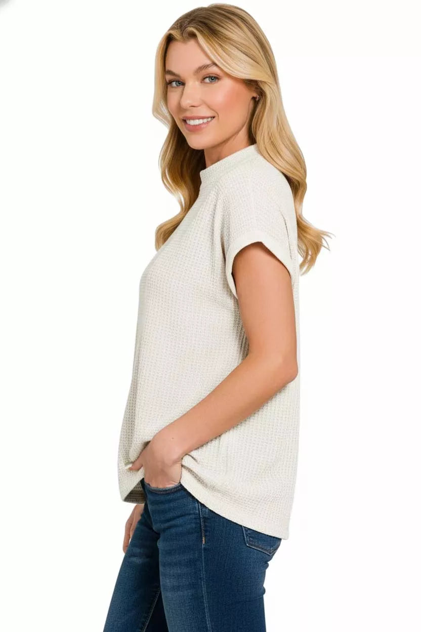 Zenana Chenille Waffle Cap Sleeve Sweater – Soft Textured Comfort