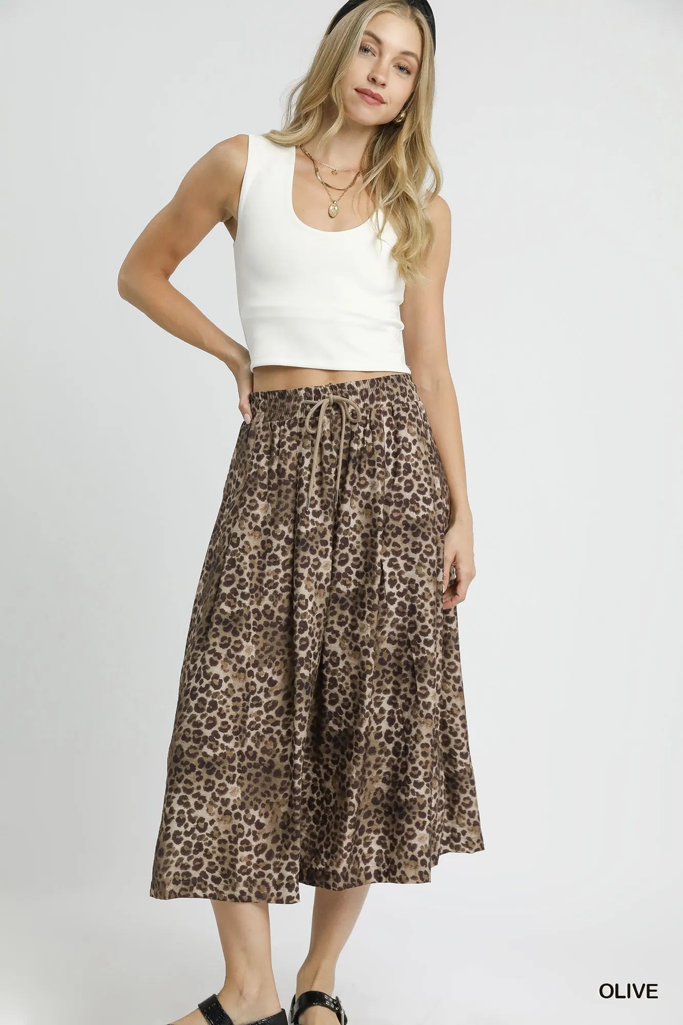 Umgee Drawstring Leopard Midi Skirt | Trendy Women’s Style