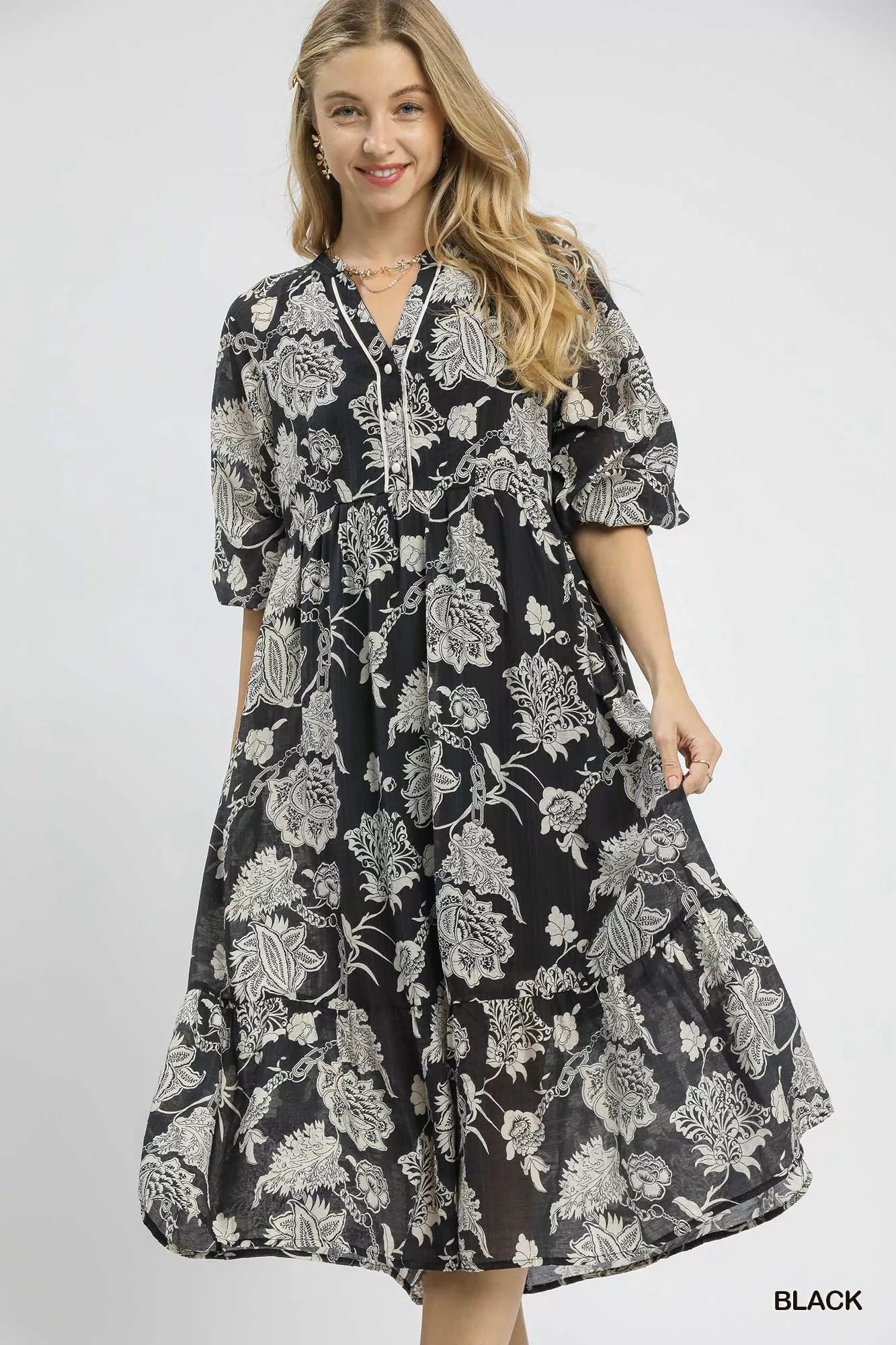 Umgee Floral Print Boho Midi Dress | Stylish & Comfortable Fit