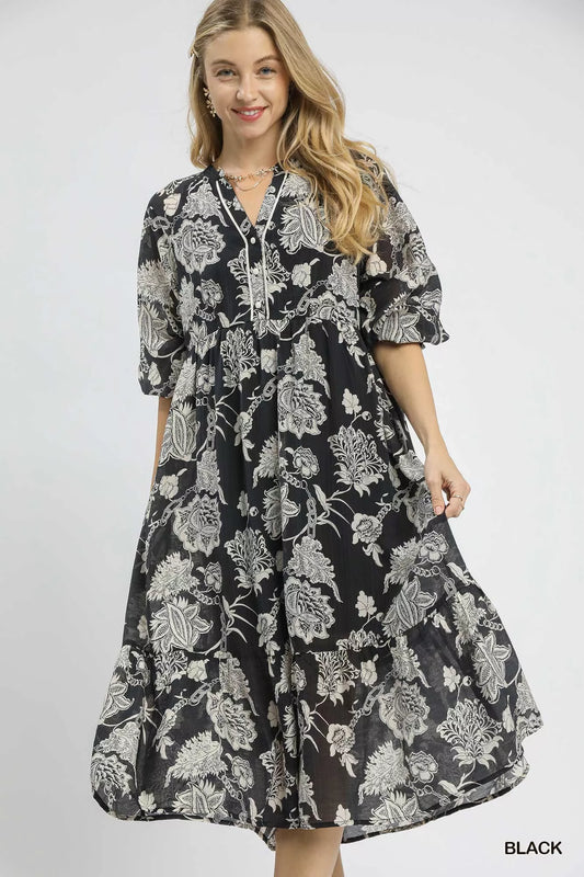 Umgee Floral Print Boho Midi Dress | Stylish & Comfortable Fit
