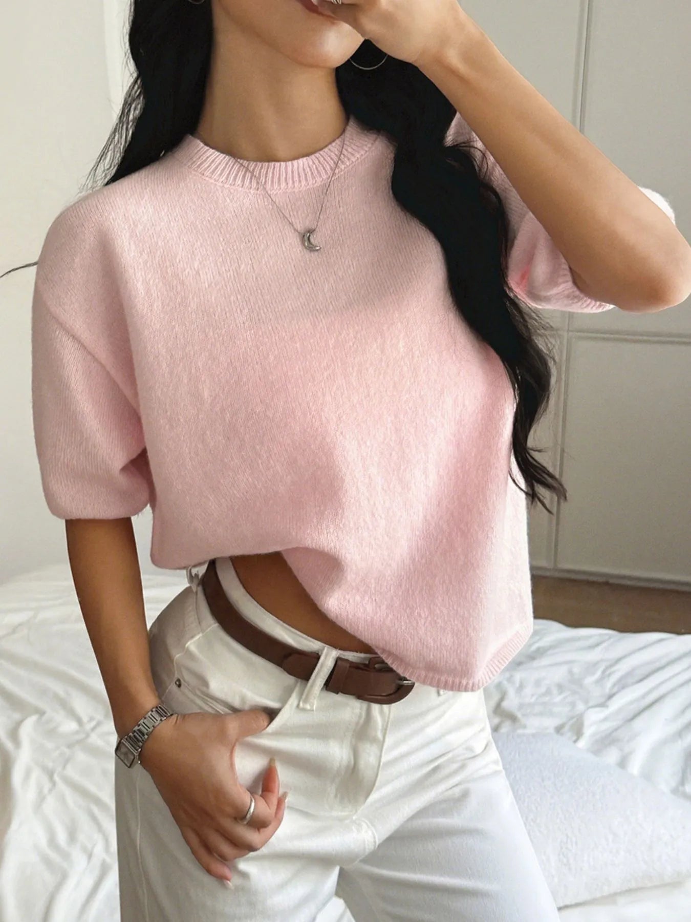 Ribbed Hem Round Neck Sweater | Classic, Cozy & Effortless Style