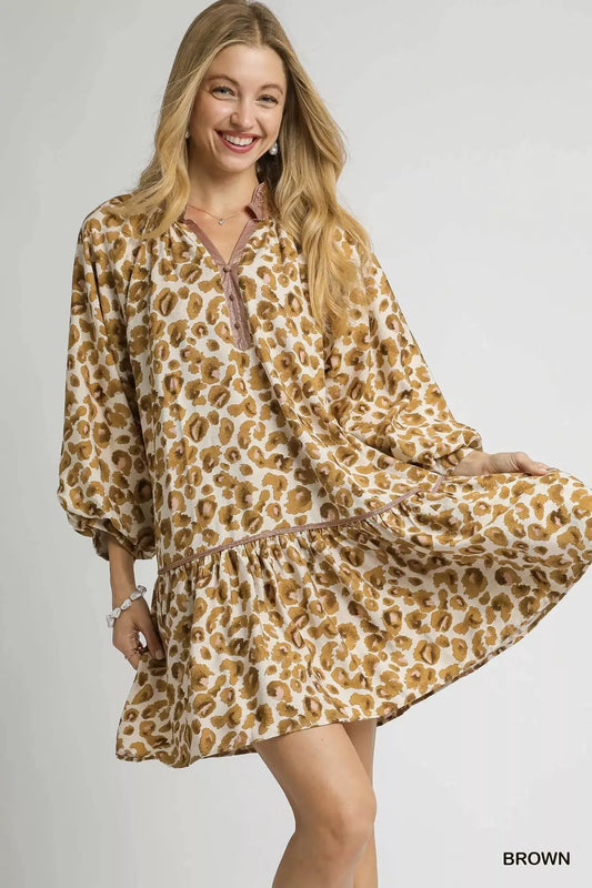 Umgee Leopard Print Tiered Mini Dress – Trendy & Flirty Style