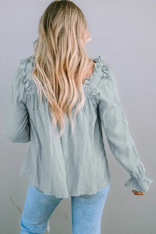 Frill Trim Flounce Sleeve Top | Elegant Women’s Blouse