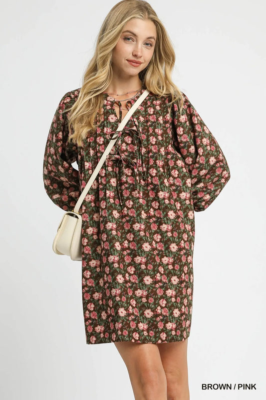 Umgee Floral Tie-Neck Babydoll Dress | Romantic & Effortless Style