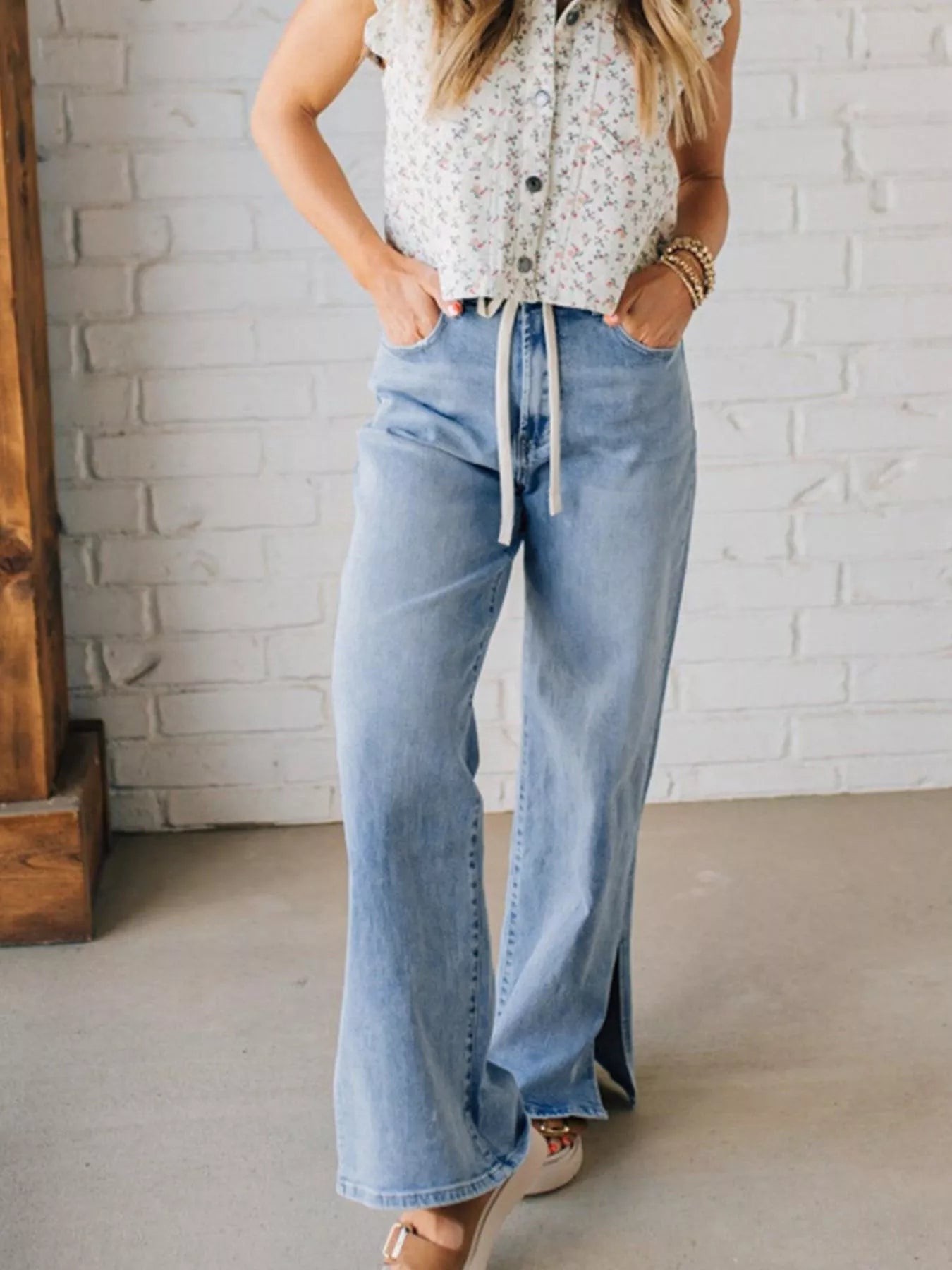 Slit Wide Leg Jeans | Trendy High Waist Women’s Denim Pants