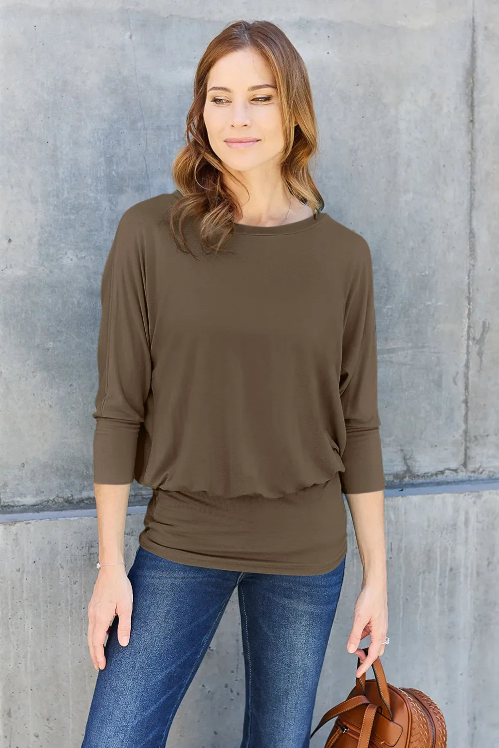 Basic Bae Full Size Round Neck Batwing Sleeve Top | Comfy Womenswear