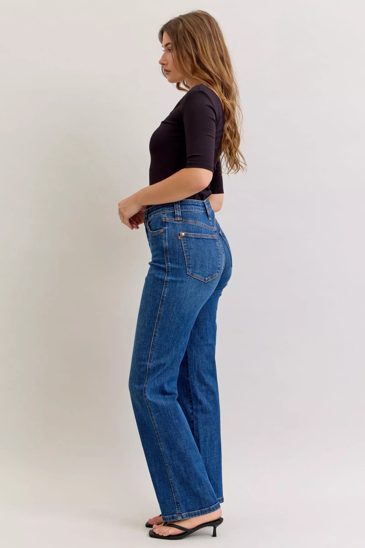 High Waist Tummy Control Judy Blue Straight Jeans | Flattering Fit