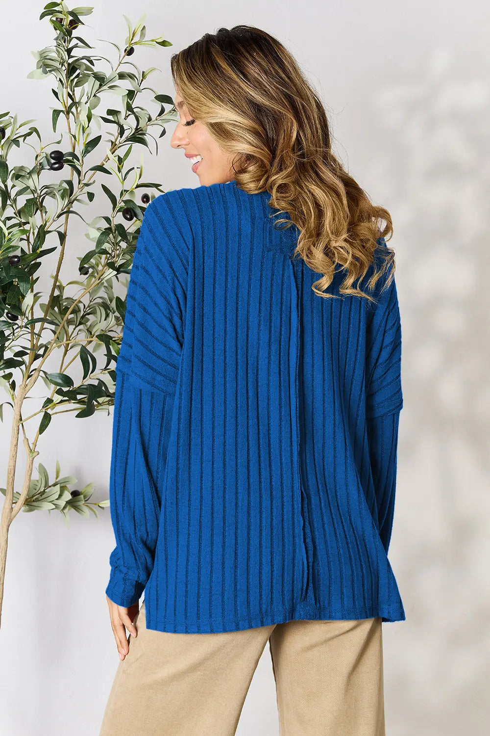 Basic Bae Full Size Ribbed Round Neck Slit Knit Top – Stylish Comfort