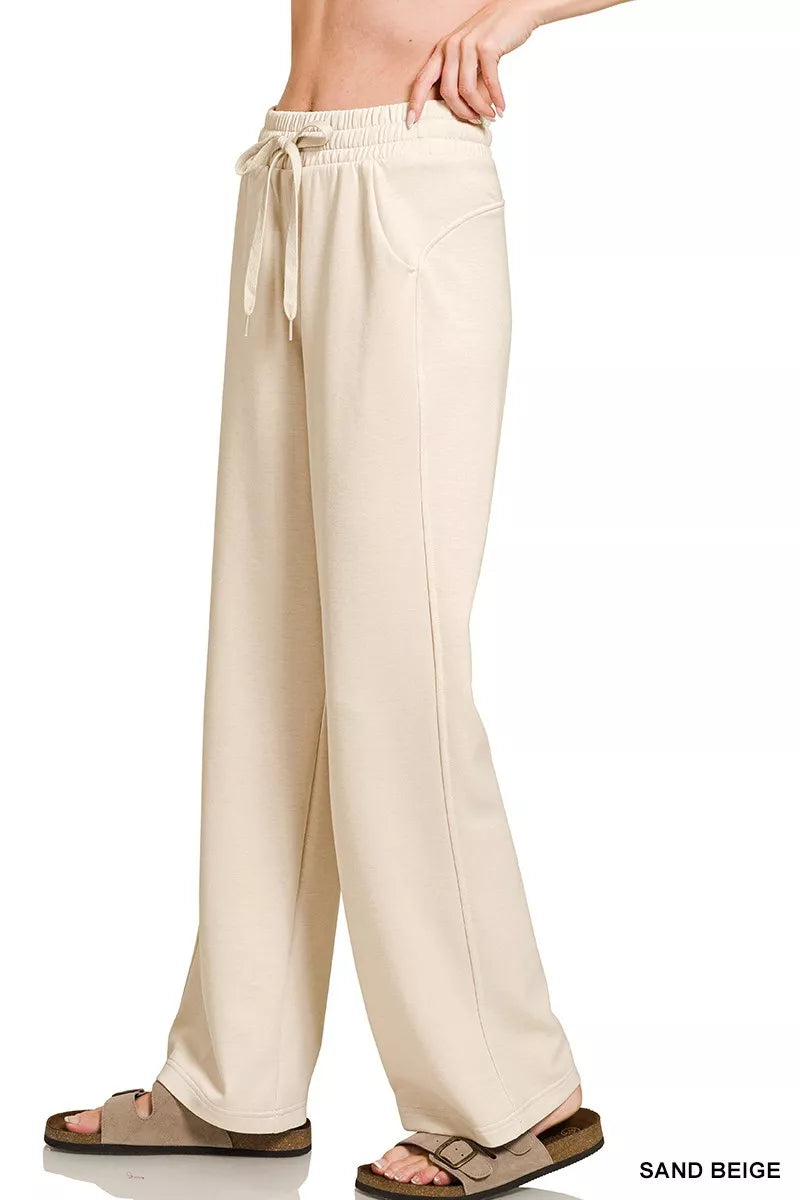 Zenana Scuba Drawstring Wide Leg Pants – Stylish, Comfortable Fit