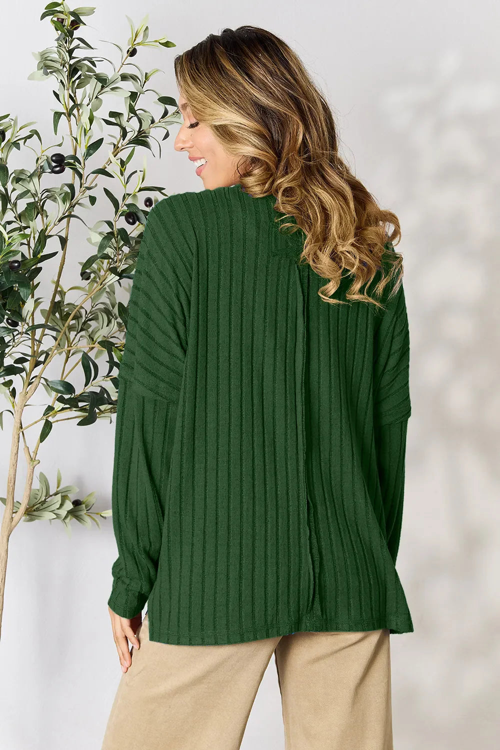 Basic Bae Full Size Ribbed Round Neck Slit Knit Top – Stylish Comfort