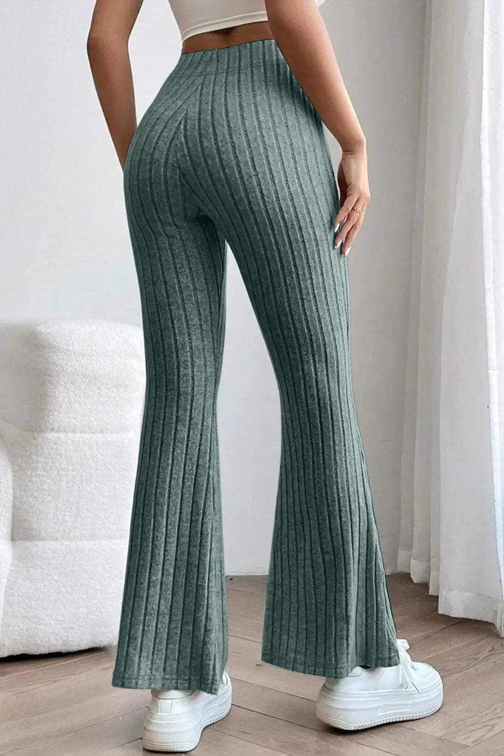 Basic Bae Full Size Ribbed High Waist Flare Pants for Women