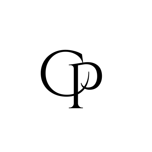 Black and white logo with intertwined letters 'C' and 'P' on a white background