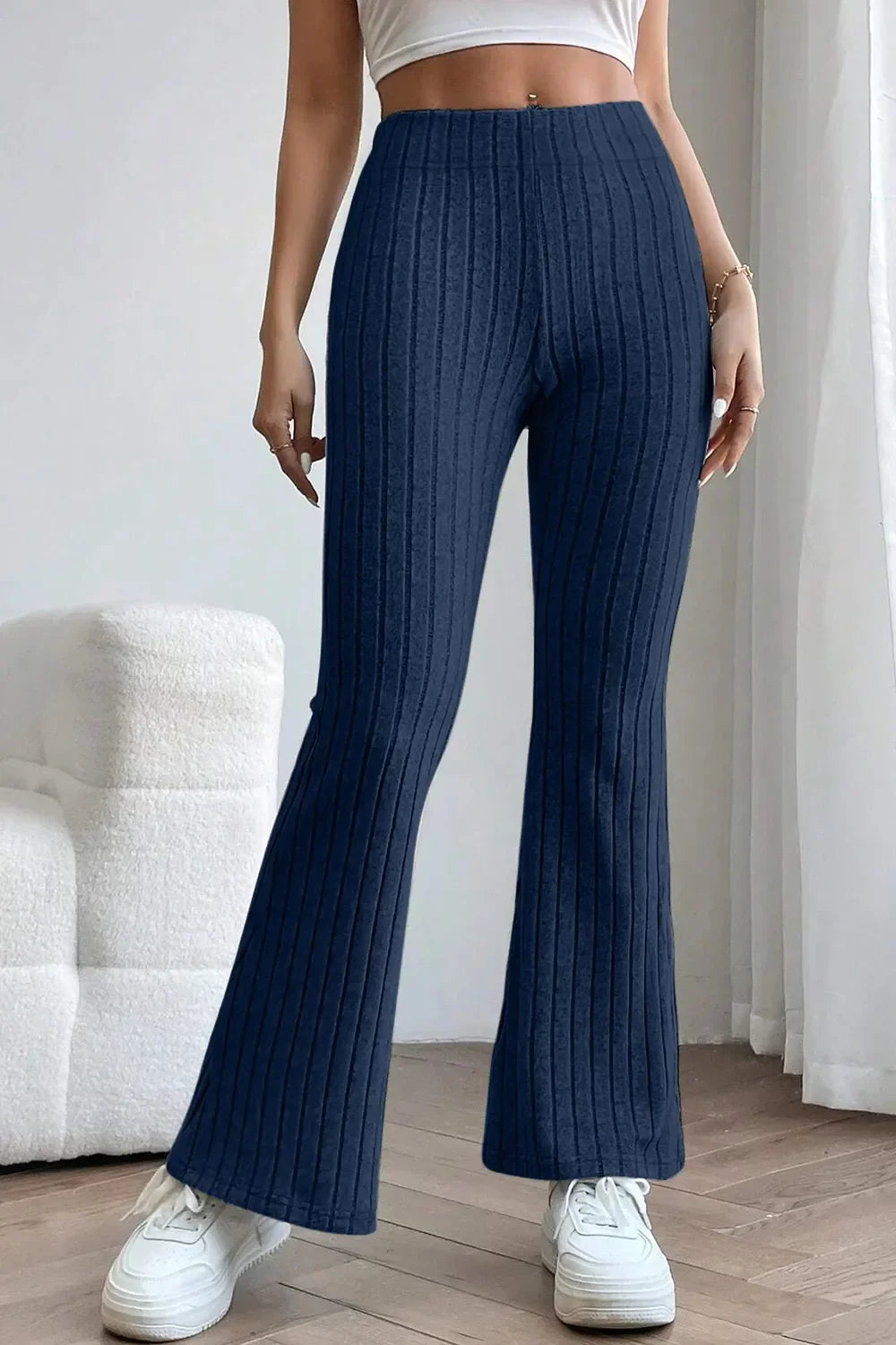 Basic Bae Full Size Ribbed High Waist Flare Pants for Women