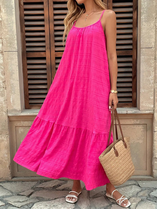 Scoop Neck Tiered Maxi Cami Dress – Flowing, Elegant Summer Style