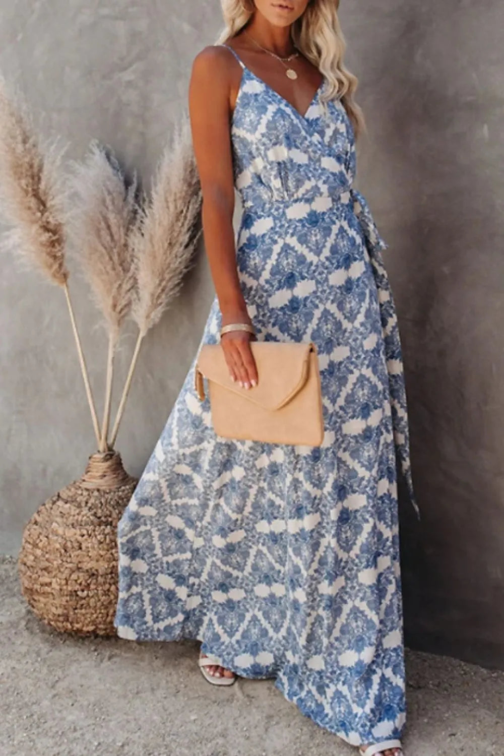 Printed Tied Maxi Cami Dress – Chic & Comfortable Summer Essential