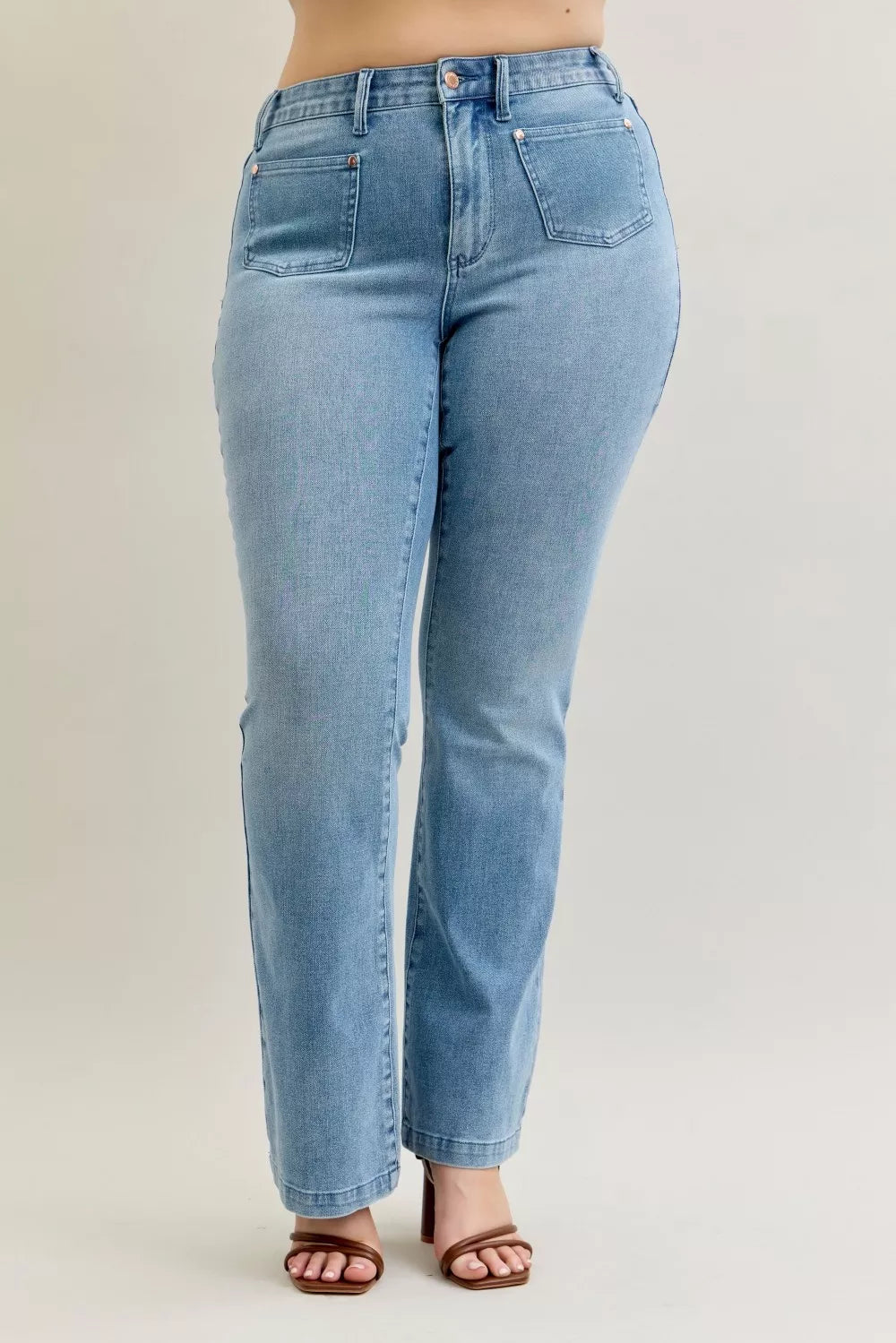 Mid Rise Bootcut Jeans – Judy Blue Plus Size with Contrast Wash