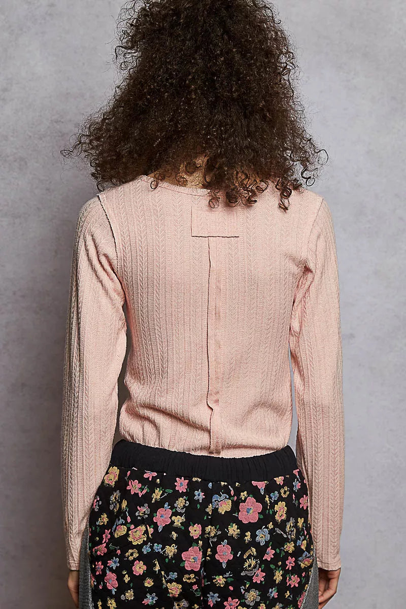 Square Neck Cropped Knit Top by POL with Stylish Curved Hem