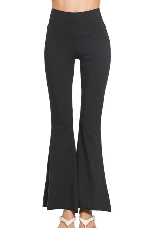 Zenana Raw Edge Hem Flare Yoga Pants | Stylish Comfort & Fit