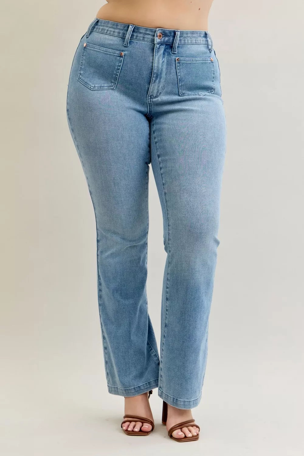 Mid Rise Bootcut Jeans – Judy Blue Plus Size with Contrast Wash