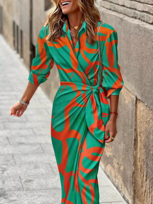 Printed Collared Neck Shirt Dress | Stylish Looks at CentPrime