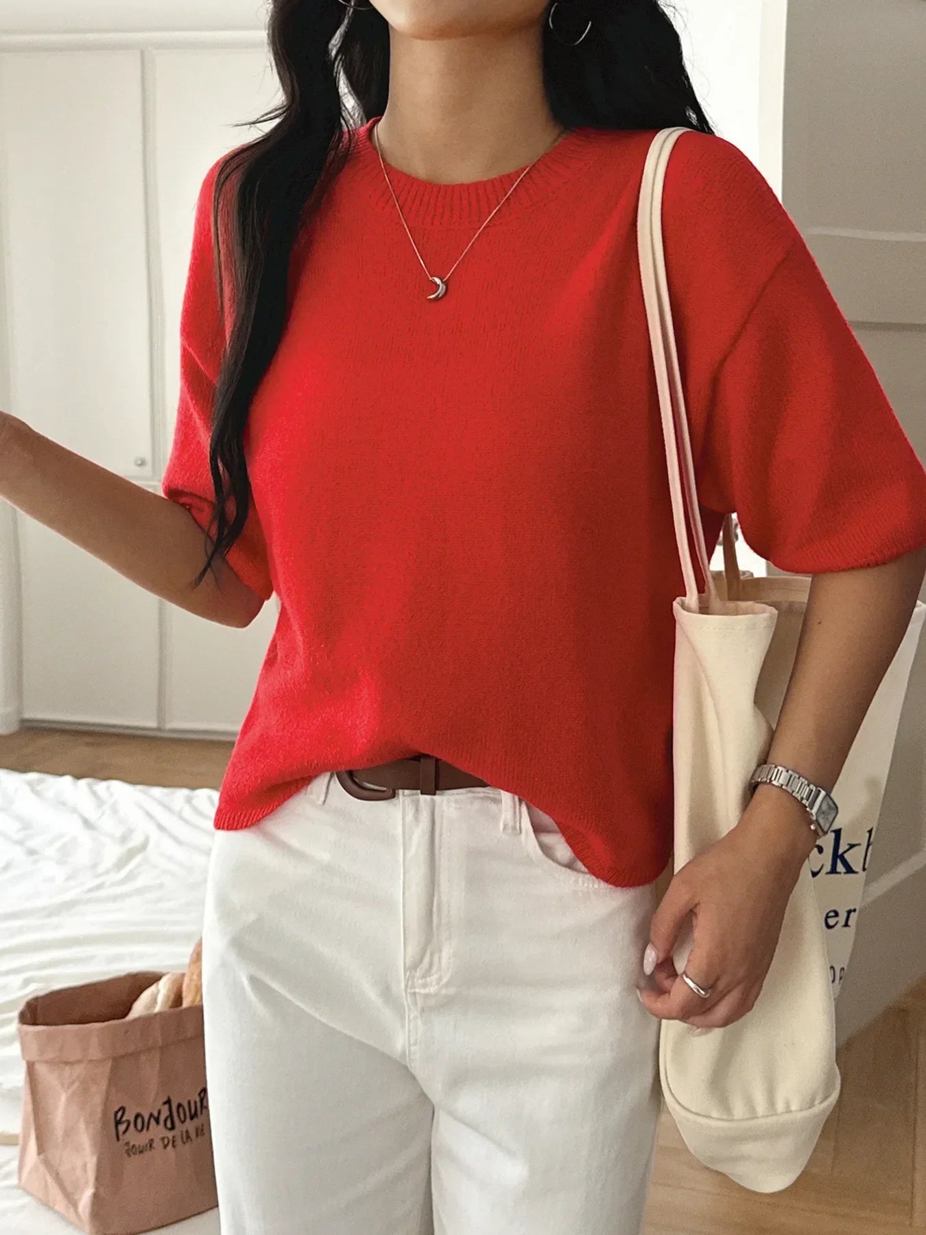 Ribbed Hem Round Neck Sweater | Classic, Cozy & Effortless Style