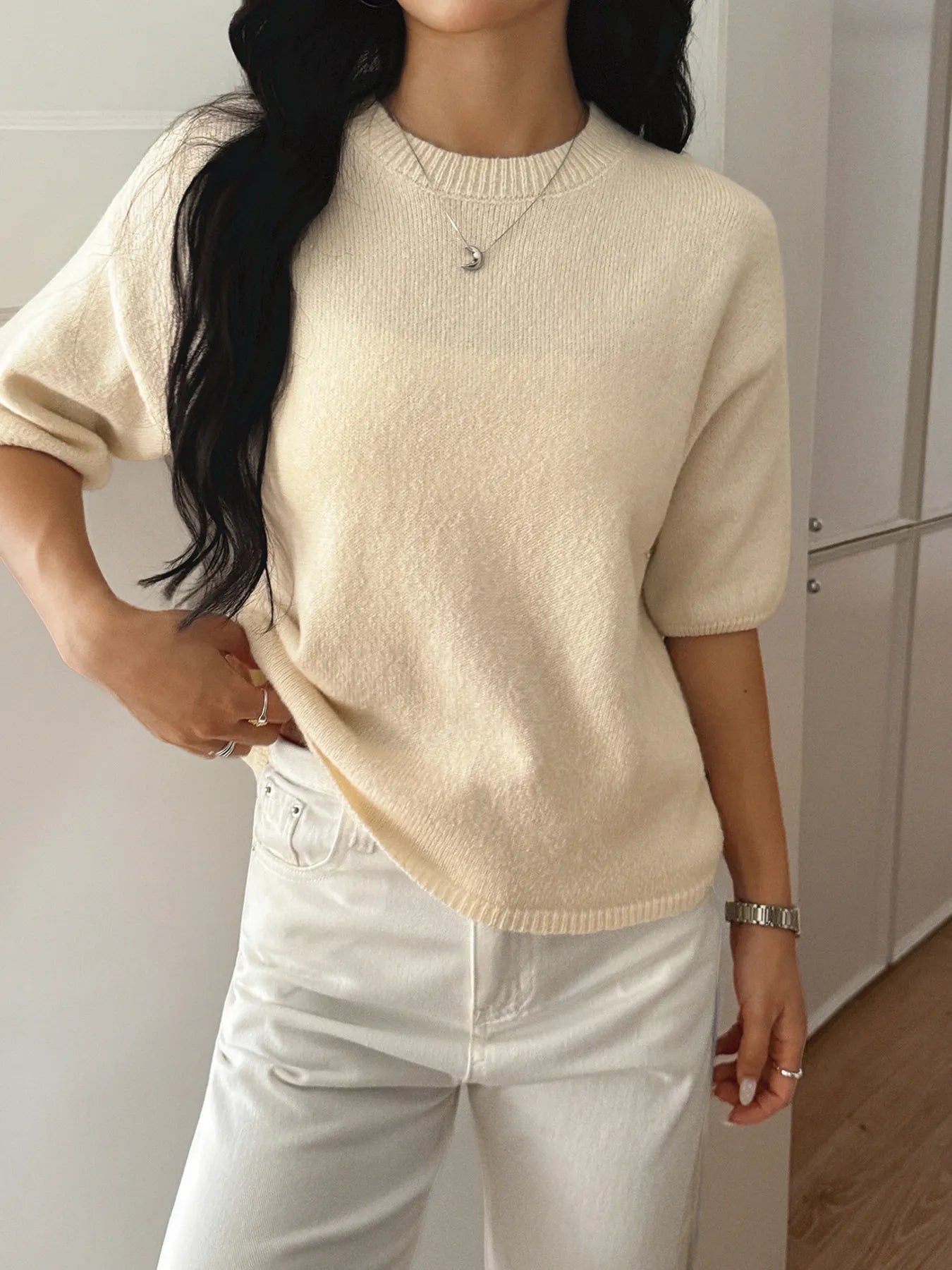 Ribbed Hem Round Neck Sweater | Classic, Cozy & Effortless Style
