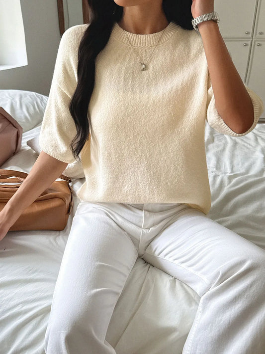 Ribbed Hem Round Neck Sweater | Classic, Cozy & Effortless Style