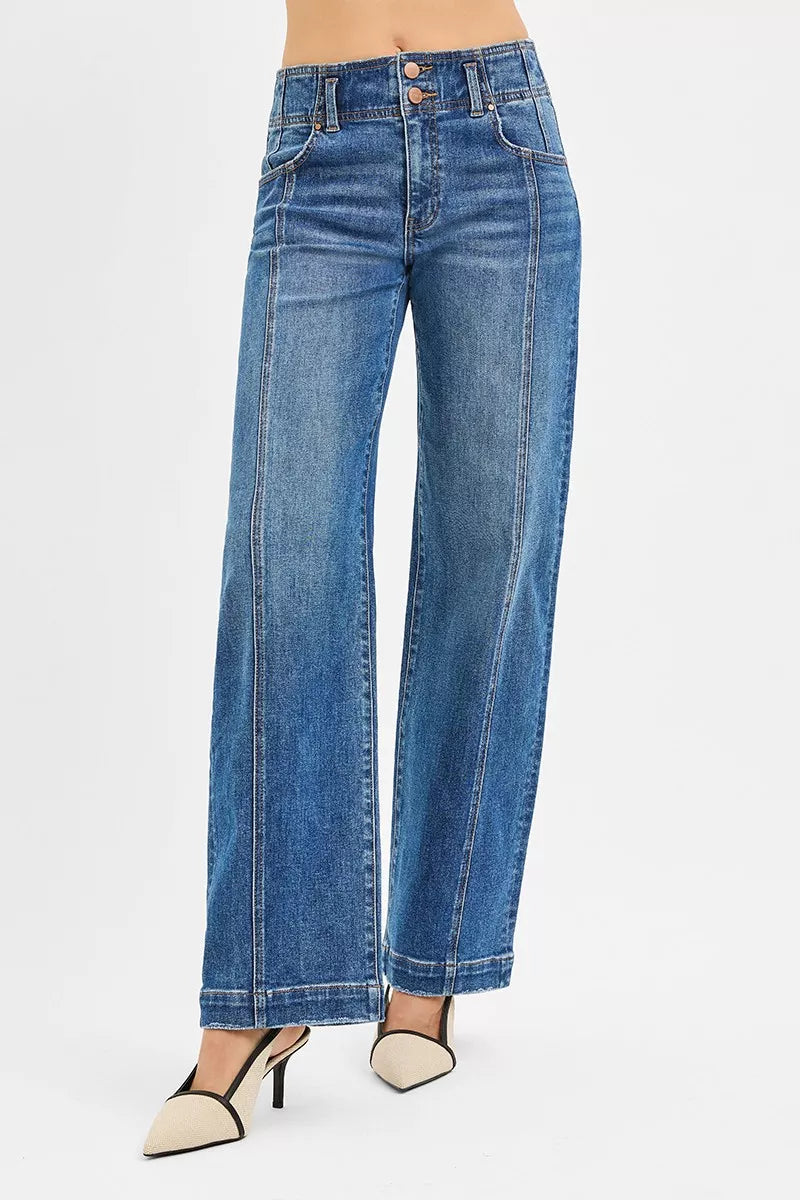 RISEN Mid Rise Fit Wide Baggy Jeans | Trendy & Comfortable Denim