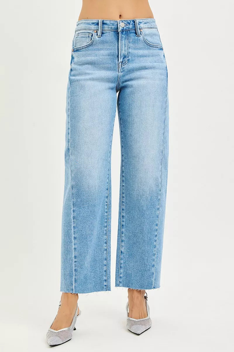 Full Size Slouchy Cropped Jeans with Curved Side Seam | Centprime